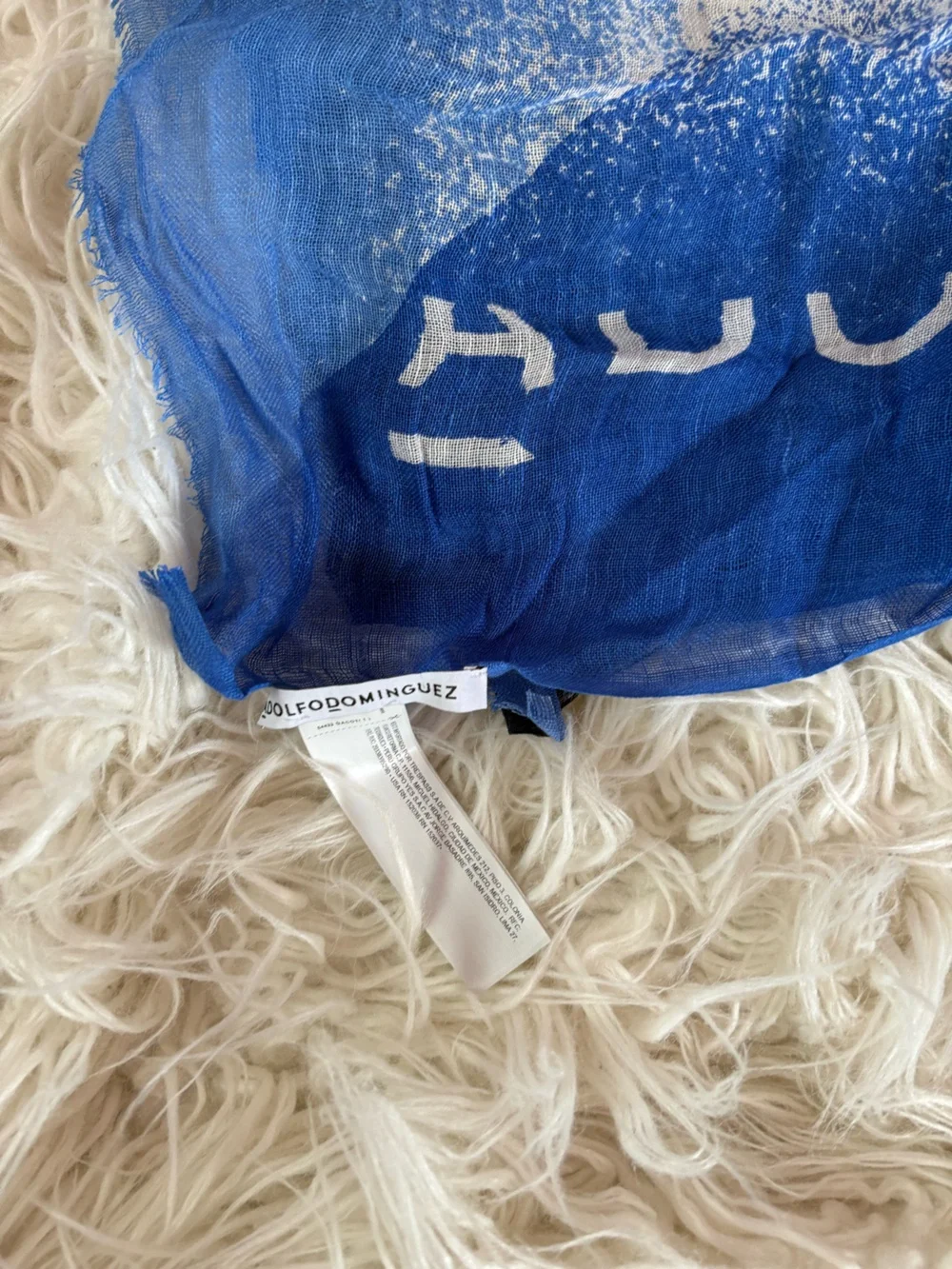 Adolfo Dominguez Linen Modal Blue Ombre Letter Scarf